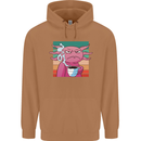 Grumpy Axolotl With Coffee Mens 80% Cotton Hoodie Caramel Latte