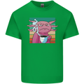 Grumpy Axolotl With Coffee Mens Cotton T-Shirt Tee Top Irish Green