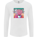 Grumpy Axolotl With Coffee Mens Long Sleeve T-Shirt White