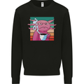 Grumpy Axolotl With Coffee Mens Sweatshirt Jumper Black