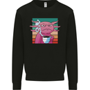 Grumpy Axolotl With Coffee Mens Sweatshirt Jumper Black
