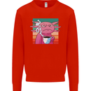Grumpy Axolotl With Coffee Mens Sweatshirt Jumper Bright Red