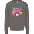 Grumpy Axolotl With Coffee Mens Sweatshirt Jumper Charcoal