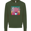 Grumpy Axolotl With Coffee Mens Sweatshirt Jumper Forest Green