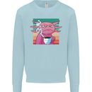 Grumpy Axolotl With Coffee Mens Sweatshirt Jumper Light Blue