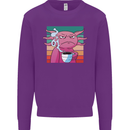 Grumpy Axolotl With Coffee Mens Sweatshirt Jumper Purple