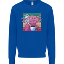 Grumpy Axolotl With Coffee Mens Sweatshirt Jumper Royal Blue