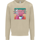 Grumpy Axolotl With Coffee Mens Sweatshirt Jumper Sand