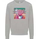 Grumpy Axolotl With Coffee Mens Sweatshirt Jumper Sports Grey