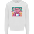 Grumpy Axolotl With Coffee Mens Sweatshirt Jumper White