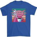 Grumpy Axolotl With Coffee Mens T-Shirt Cotton Gildan Royal Blue