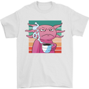 Grumpy Axolotl With Coffee Mens T-Shirt Cotton Gildan White