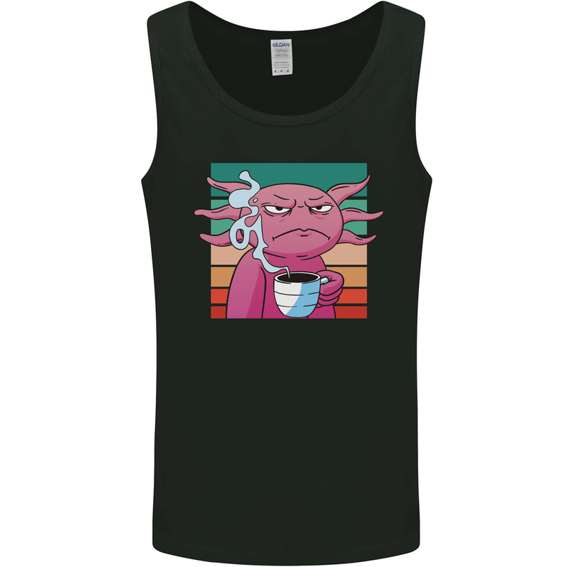 Grumpy Axolotl With Coffee Mens Vest Tank Top Black