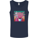 Grumpy Axolotl With Coffee Mens Vest Tank Top Navy Blue