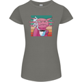 Grumpy Axolotl With Coffee Womens Petite Cut T-Shirt Charcoal