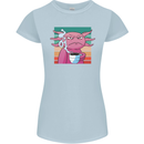 Grumpy Axolotl With Coffee Womens Petite Cut T-Shirt Light Blue