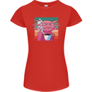 Grumpy Axolotl With Coffee Womens Petite Cut T-Shirt Red
