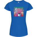 Grumpy Axolotl With Coffee Womens Petite Cut T-Shirt Royal Blue