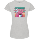 Grumpy Axolotl With Coffee Womens Petite Cut T-Shirt Sports Grey