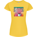 Grumpy Axolotl With Coffee Womens Petite Cut T-Shirt Yellow