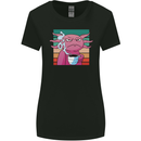 Grumpy Axolotl With Coffee Womens Wider Cut T-Shirt Black