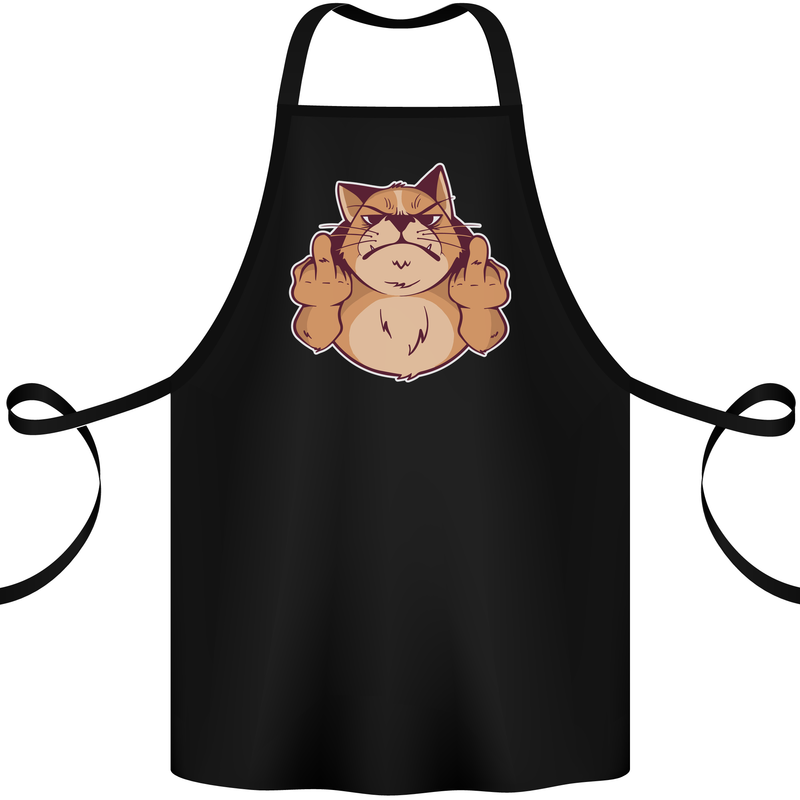 Grumpy Cat Finger Flip Offensive Funny Cotton Apron 100% Organic Black