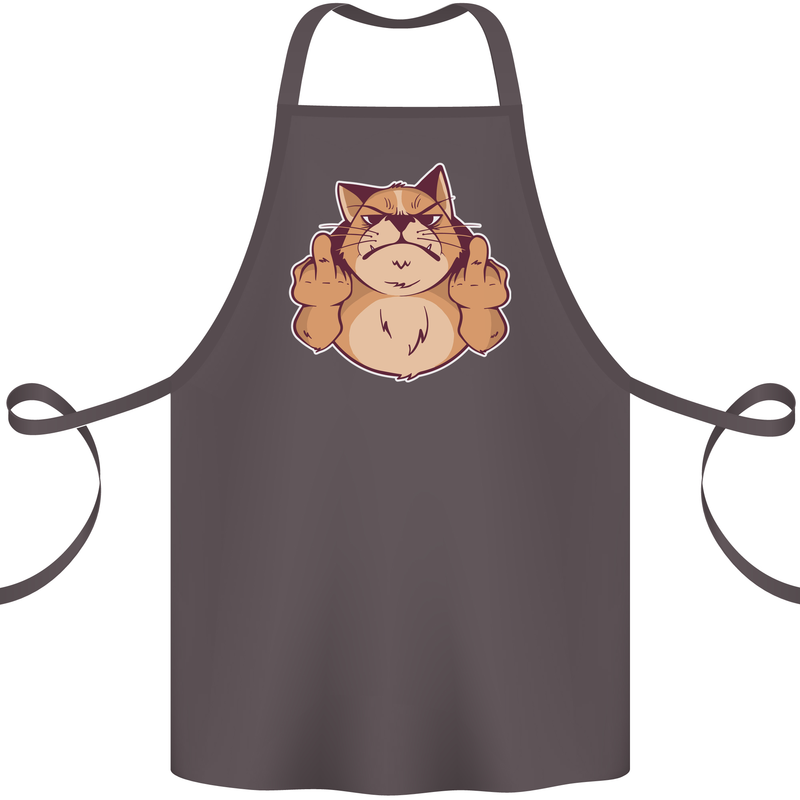 Grumpy Cat Finger Flip Offensive Funny Cotton Apron 100% Organic Dark Grey