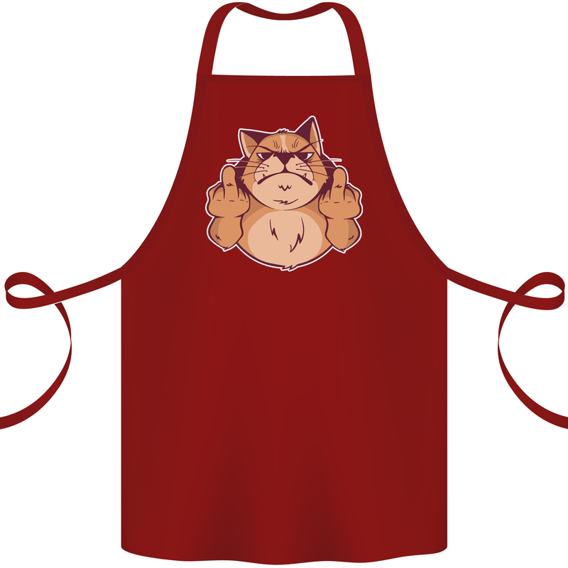 Grumpy Cat Finger Flip Offensive Funny Cotton Apron 100% Organic Maroon