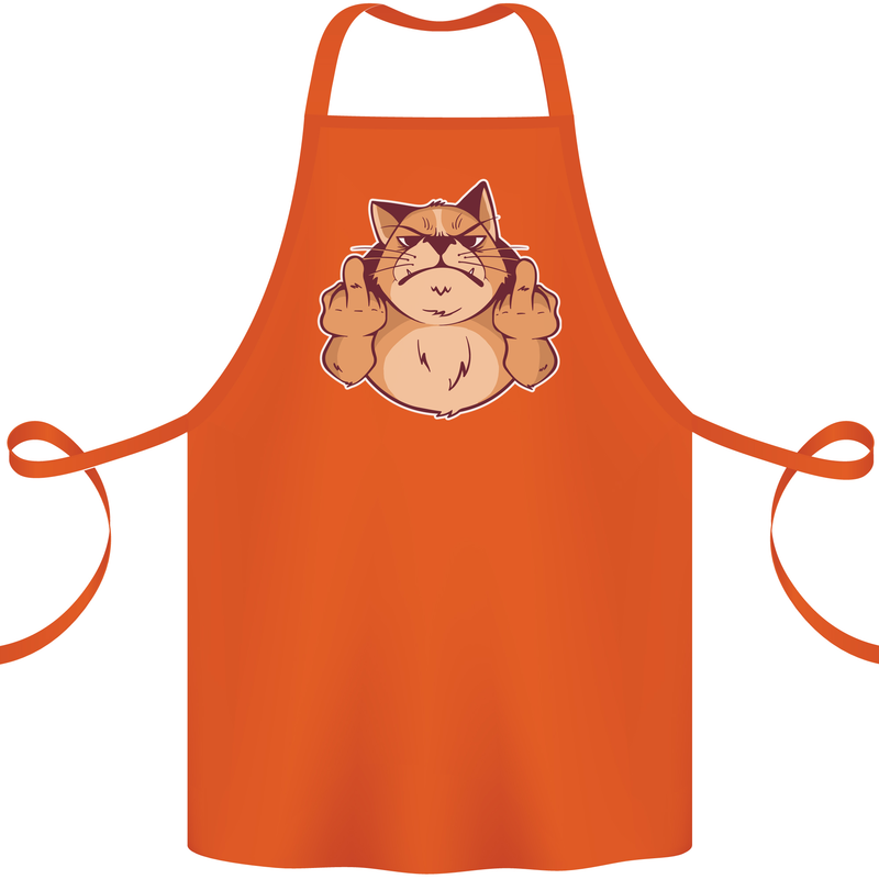 Grumpy Cat Finger Flip Offensive Funny Cotton Apron 100% Organic Orange
