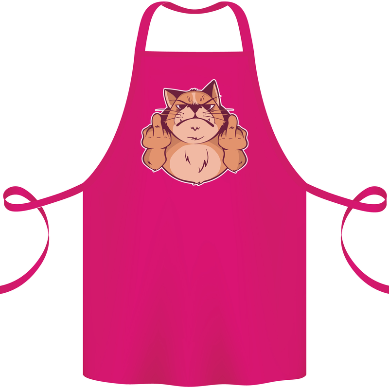 Grumpy Cat Finger Flip Offensive Funny Cotton Apron 100% Organic Pink