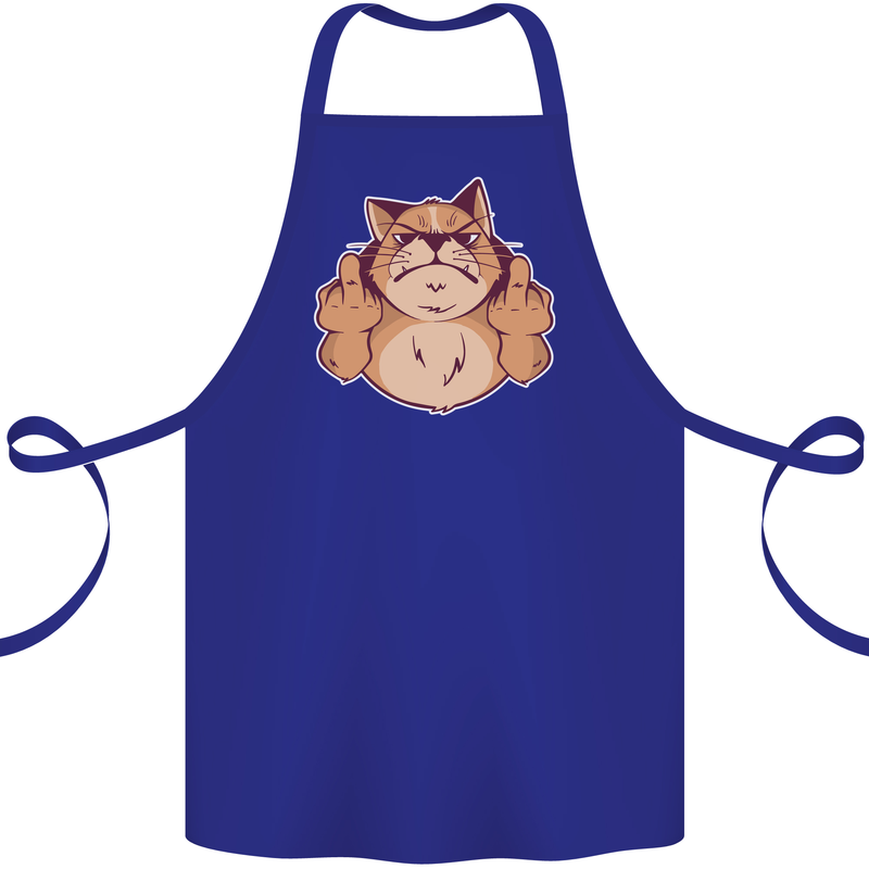 Grumpy Cat Finger Flip Offensive Funny Cotton Apron 100% Organic Royal Blue
