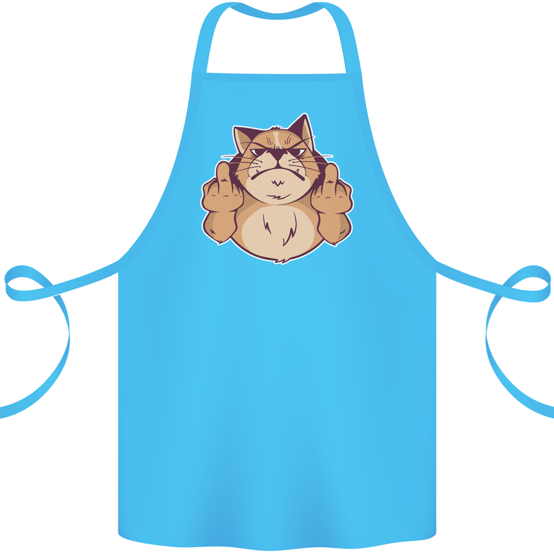 Grumpy Cat Finger Flip Offensive Funny Cotton Apron 100% Organic Turquoise