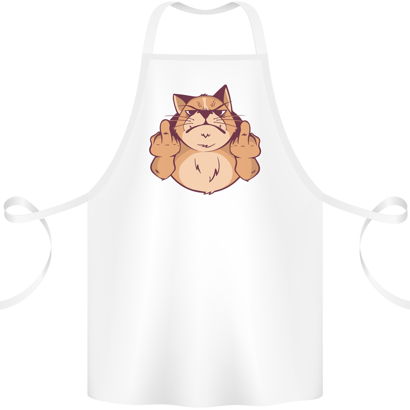 Grumpy Cat Finger Flip Offensive Funny Cotton Apron 100% Organic White