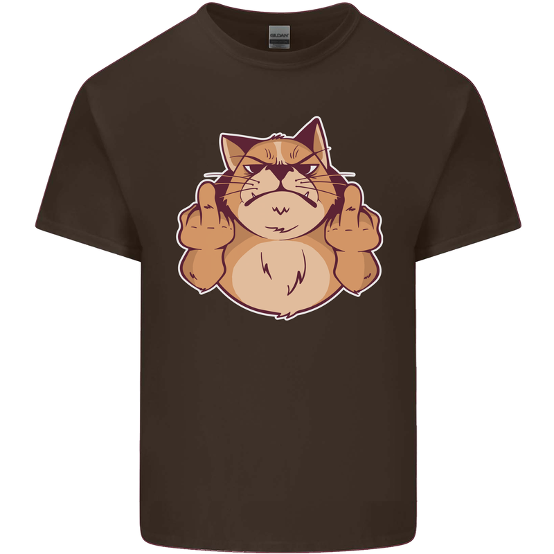 Grumpy Cat Finger Flip Offensive Funny Kids T-Shirt Childrens Chocolate