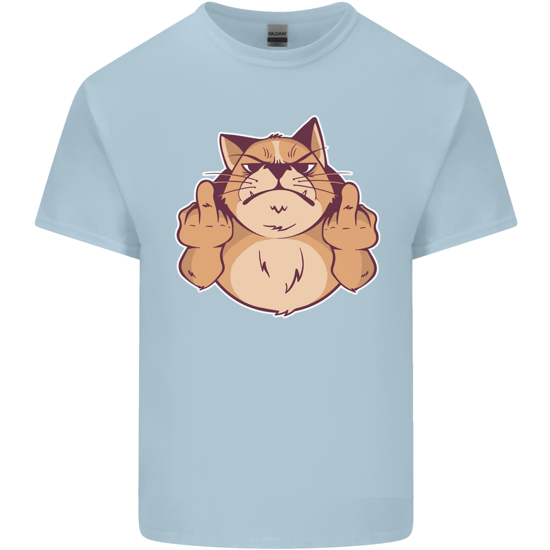 Grumpy Cat Finger Flip Offensive Funny Kids T-Shirt Childrens Light Blue
