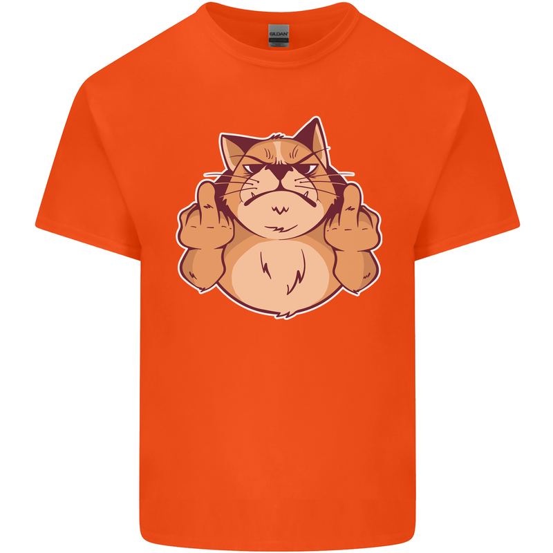 Grumpy Cat Finger Flip Offensive Funny Kids T-Shirt Childrens Orange