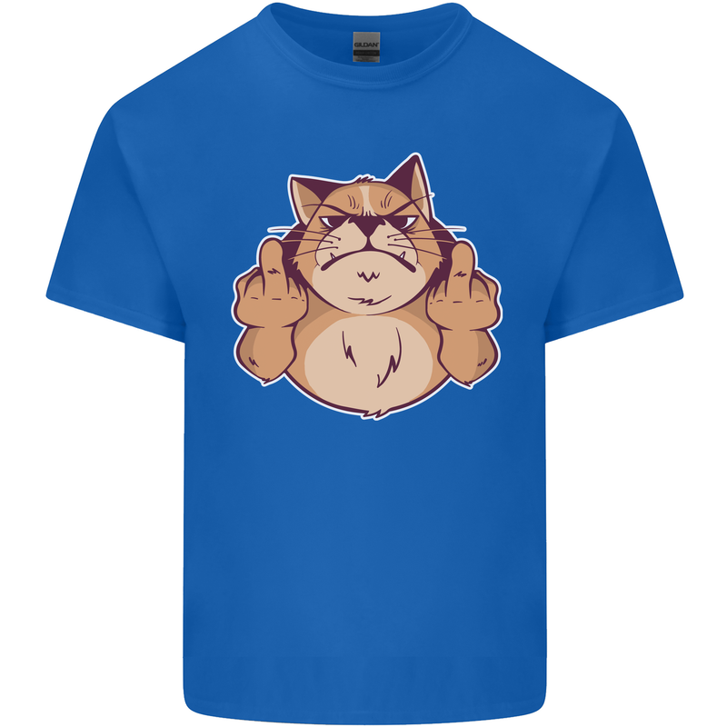 Grumpy Cat Finger Flip Offensive Funny Kids T-Shirt Childrens Royal Blue