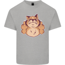Grumpy Cat Finger Flip Offensive Funny Kids T-Shirt Childrens Sports Grey
