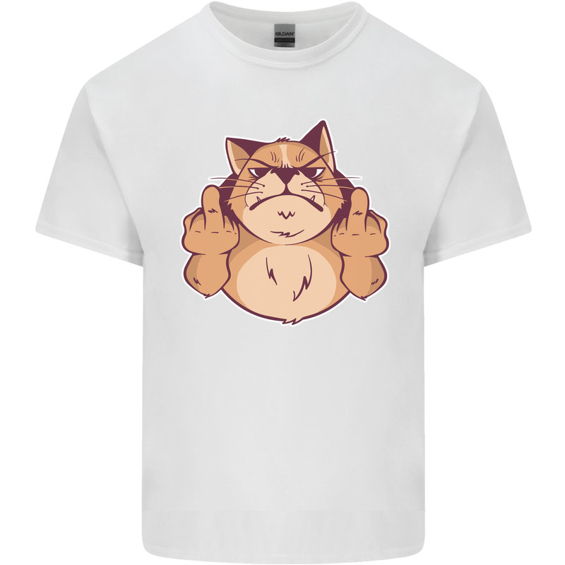 Grumpy Cat Finger Flip Offensive Funny Kids T-Shirt Childrens White