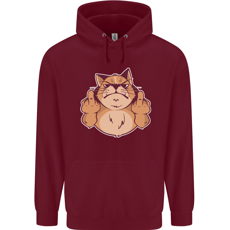 Grumpy Cat Finger Flip Offensive Funny Mens 80% Cotton Hoodie Maroon