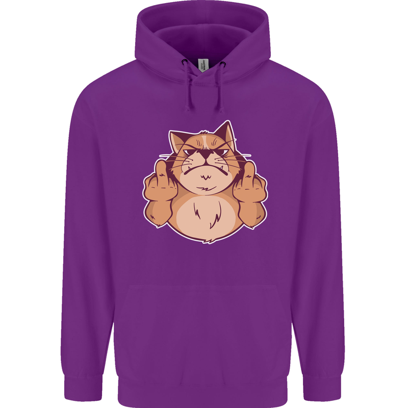 Grumpy Cat Finger Flip Offensive Funny Mens 80% Cotton Hoodie Purple