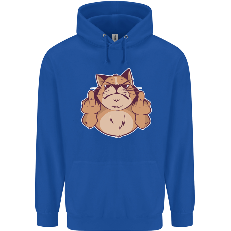 Grumpy Cat Finger Flip Offensive Funny Mens 80% Cotton Hoodie Royal Blue