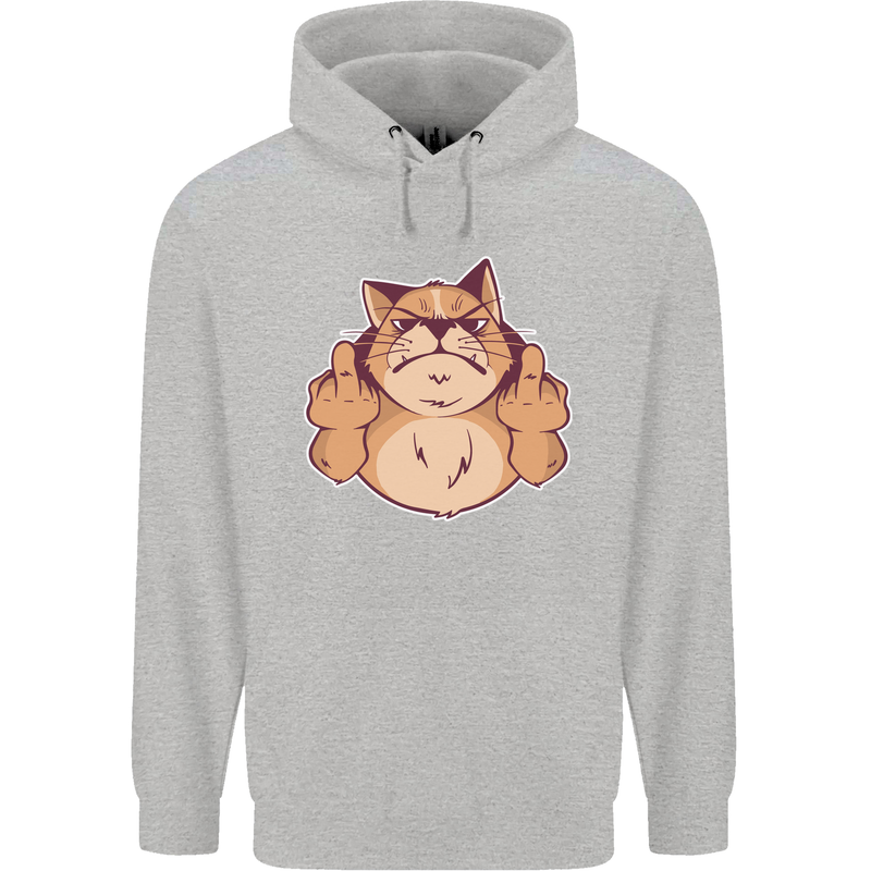 Grumpy Cat Finger Flip Offensive Funny Mens 80% Cotton Hoodie Sports Grey