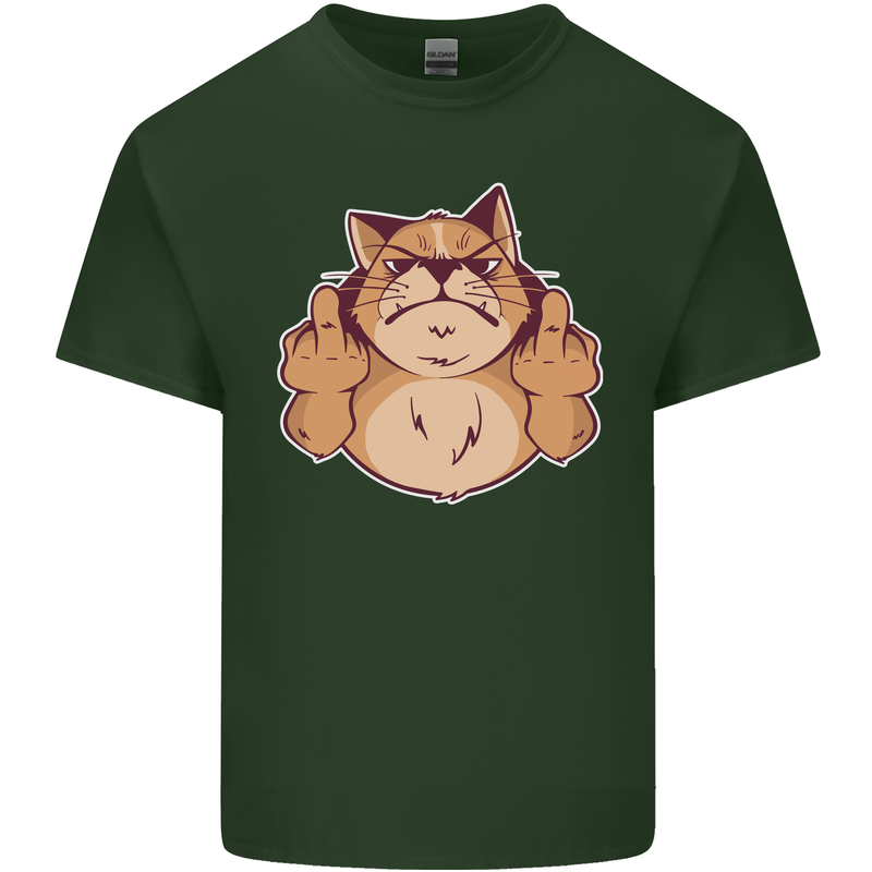 Grumpy Cat Finger Flip Offensive Funny Mens Cotton T-Shirt Tee Top Forest Green