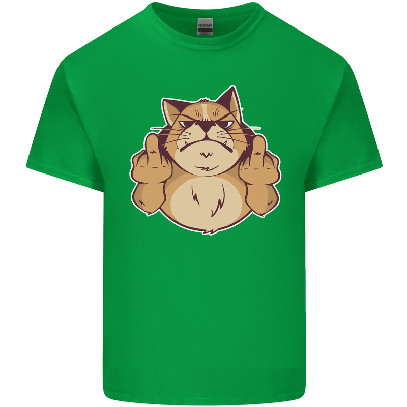 Grumpy Cat Finger Flip Offensive Funny Mens Cotton T-Shirt Tee Top Irish Green