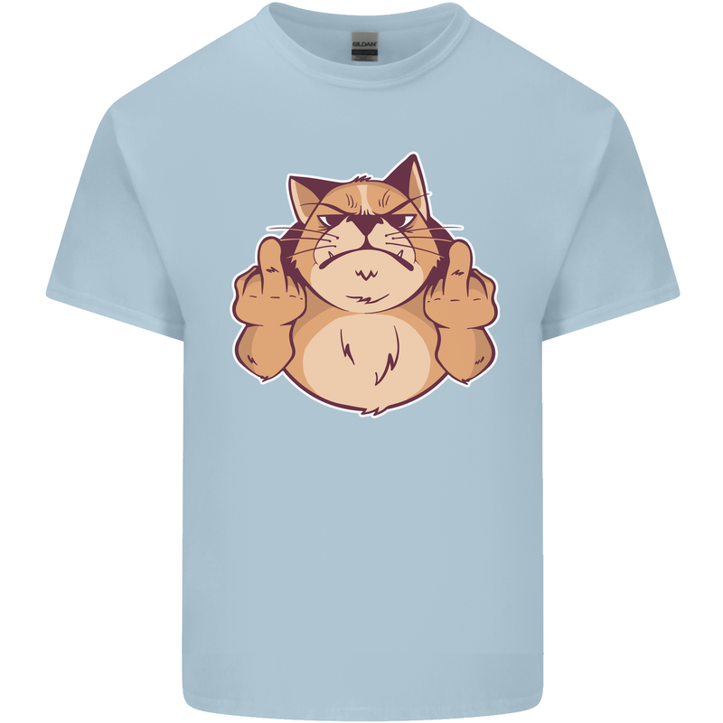 Grumpy Cat Finger Flip Offensive Funny Mens Cotton T-Shirt Tee Top Light Blue