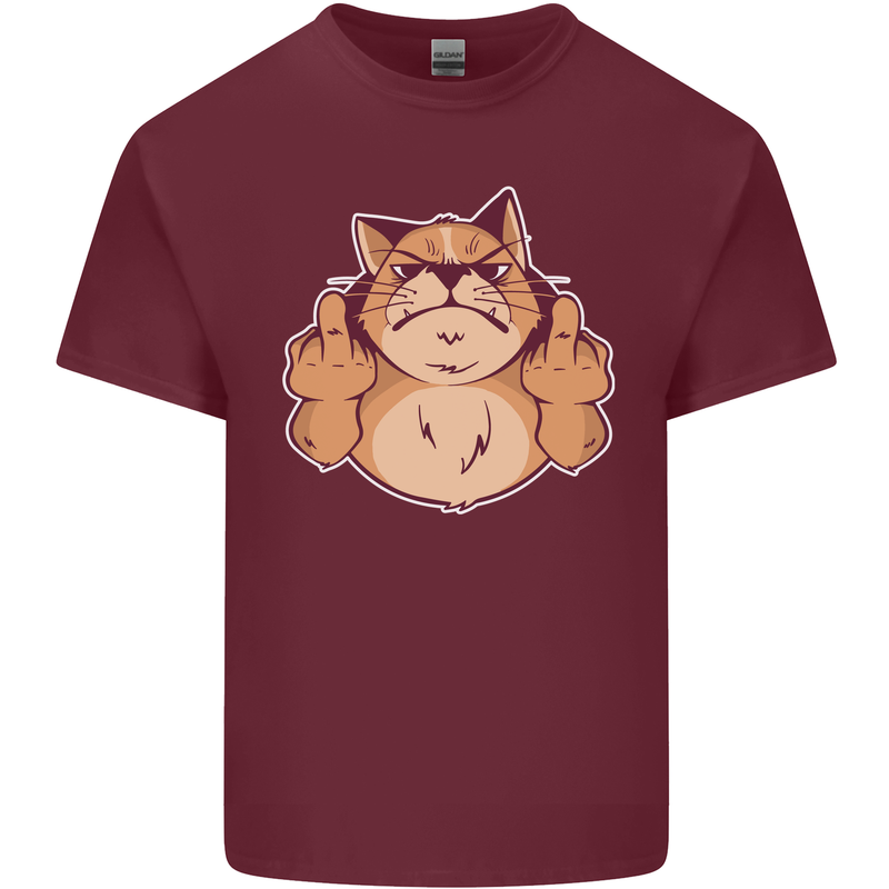 Grumpy Cat Finger Flip Offensive Funny Mens Cotton T-Shirt Tee Top Maroon