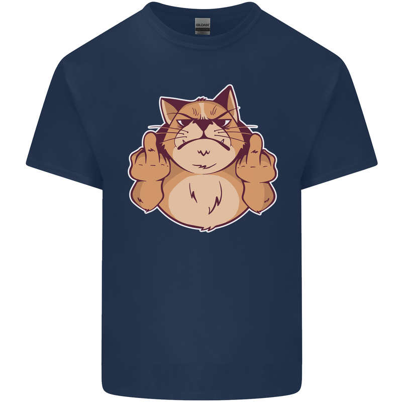 Grumpy Cat Finger Flip Offensive Funny Mens Cotton T-Shirt Tee Top Navy Blue