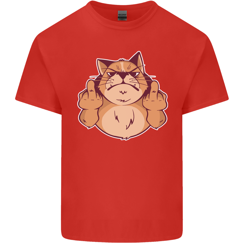Grumpy Cat Finger Flip Offensive Funny Mens Cotton T-Shirt Tee Top Red