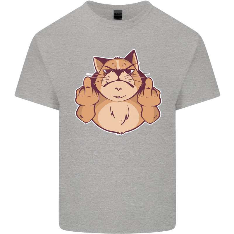 Grumpy Cat Finger Flip Offensive Funny Mens Cotton T-Shirt Tee Top Sports Grey